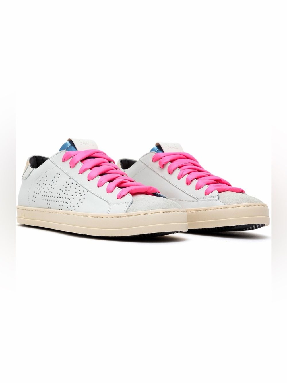 P448 John Low Top Sneaker White with Pink Laces